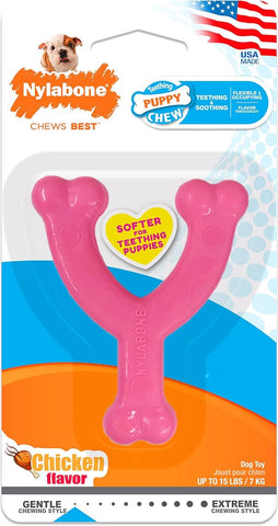 NYLABONE - Puppy Chew Toy Wishbone Pink - 1 Toy