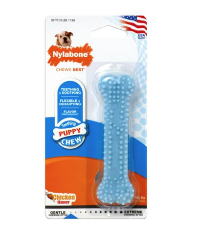 NYLABONE - Chicken Flavored Puppy Chew Textured Teething Bone - 4" Long