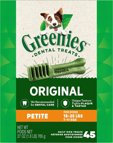 GREENIES - Original Petite Dental Dog Treats - 45 Count
