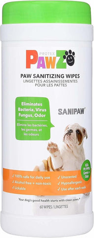 PAWZ - SANIPAW Paw Sanitizing Wipes for Dogs - 60 Wipes