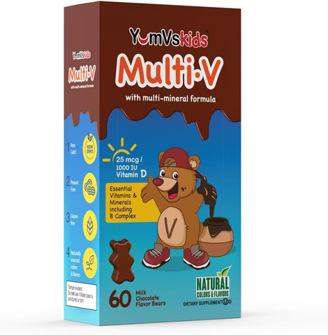 YUM V'S - Multivitamin plus Multimineral Formula for Kids - 60 Chocolate Bears