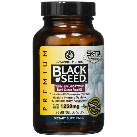 AMAZING HERBS - Premium Black Seed Oil 1250mg - 60 SoftGels