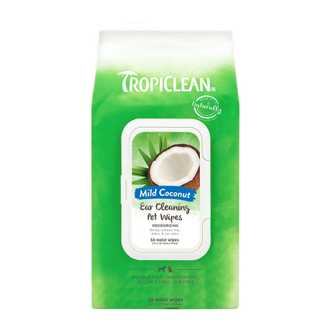 TROPICLEAN - Ear Wipes for Pets - 50 Wipes