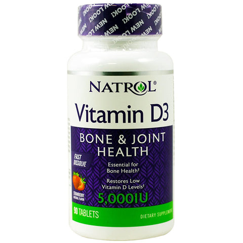 NATROL -Â Vitamin D3 Fast Dissolve Natural Strawberry Flavor 5,000 IU