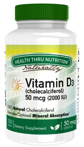 HEALTH THRU NUTRITION - Vitamin D3 50mcg 2,000 IU