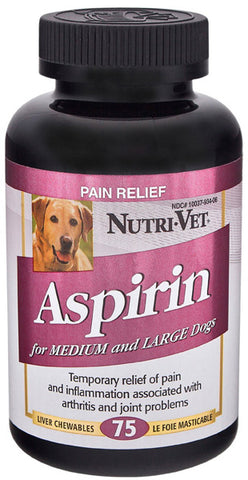 NUTRI-VET - Liver Flavored Aspirin 300 mg for Medium and Large Dogs