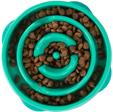 OUTWARD HOUND - Fun Feeder Teal Drop Dog Bowl Large