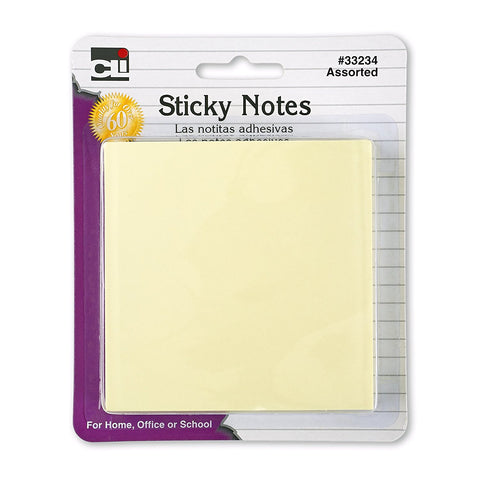 CLI - Sticky Notes, 3 x 3 inches, Assorted Pastel Colors