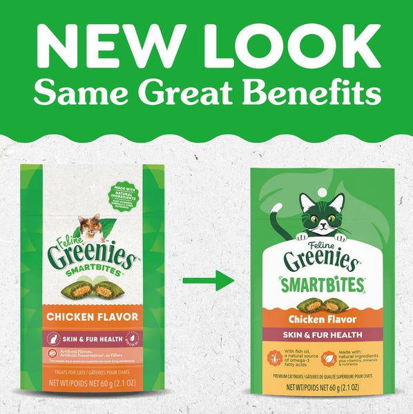 GREENIES - SMARTBITES Chicken Flavor Skin & Fur Health Cat Treats - 2.1 oz. (60 g)