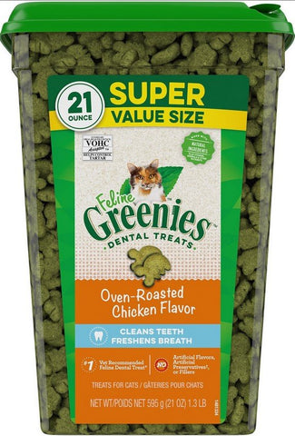 GREENIES - Feline Oven Roasted Chicken Flavor Dental Cat Treats - 21 oz (565 g)