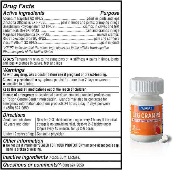 HYLANDS - Homeopathic Leg Cramps - 100 Tablets