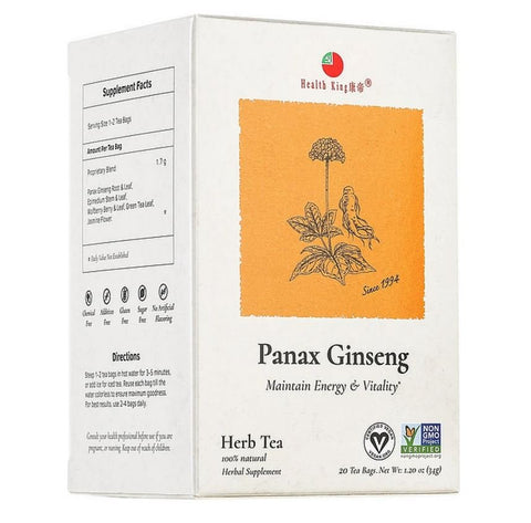 Health King Medicinal Teas - Panax Ginseng Herb Tea - 20 Tea Bags