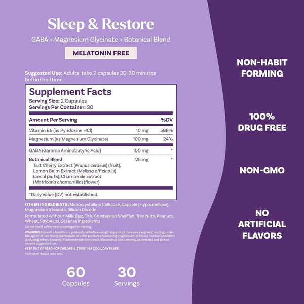NATROL - Sleep & Restore Melatonin Free - 60 Capsules
