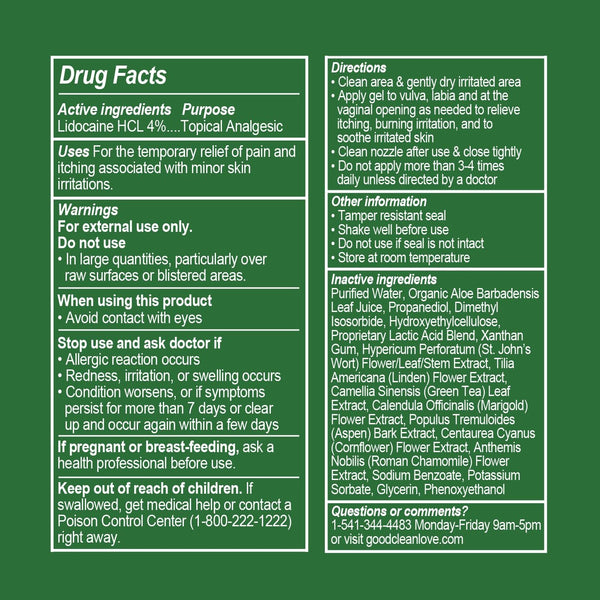 GOOD CLEAN LOVE - Relief Gel Pain & Itch with Lidocaine 4% - 1 fl oz (29 ml)