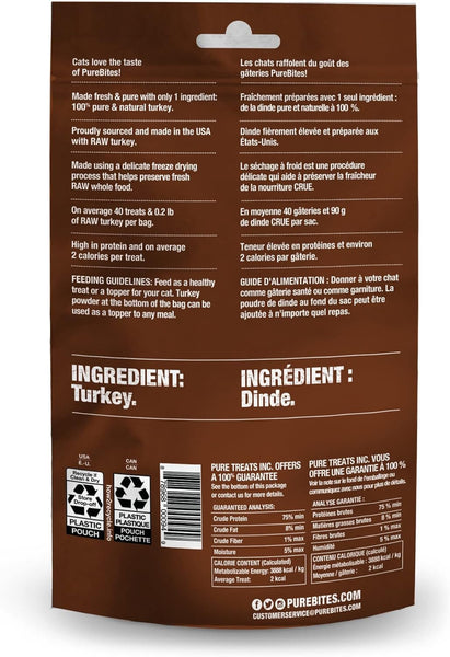 PUREBITES - Turkey Freeze Dried Cat Treats - 0.92 oz (26 g)