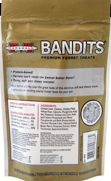 MARSHALL - Bandits Premium Meaty Peanut Butter Flavor Ferret Treats - 3 oz. (85 g)