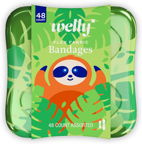 WELLY - Sloth & Friends Flex Fabric Bandages - 48 Count