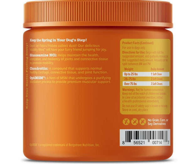 ZESTY PAWS - Hip & Joint Mobility Bites for Dogs Duck Flavor - 90 Soft Chews