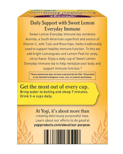 YOGI TEA - Sweet Lemon Everyday Immune Tea - 16 Tea Bags