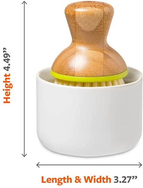Full Circle Bubble Up ceramic soap dispenser & dish brush set, White Dish, Green Brush