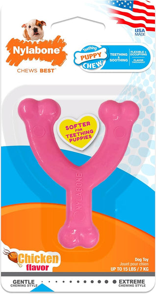 NYLABONE - Puppy Chew Toy Wishbone Pink - 1 Toy