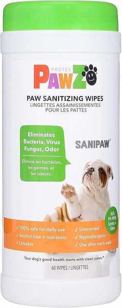 PAWZ - SANIPAW Paw Sanitizing Wipes for Dogs - 60 Wipes