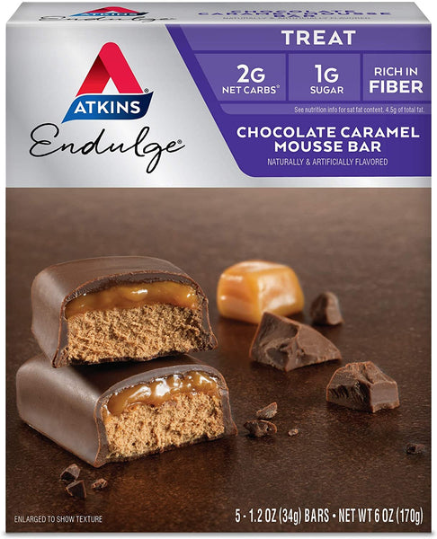 ATKINS - Endulge Chocolate Caramel Mousse Bars - 5 x 1.2 oz. Bars