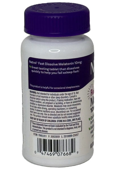 NATROL - Melatonin Fast Dissolve Maximum Strength Citrus 10mg - 60 Tablets