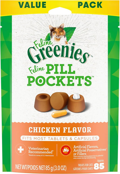 GREENIES - Feline Pill Pockets Chicken Flavor - 85 treats (3 oz/85 g)