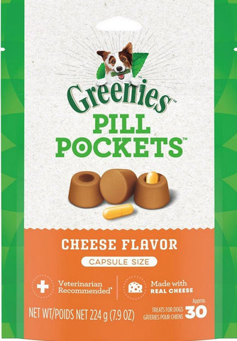 GREENIES - Pill Pockets Capsules Dog Treats Cheese Flavor - 30 Treats (3.2 oz./90 g)