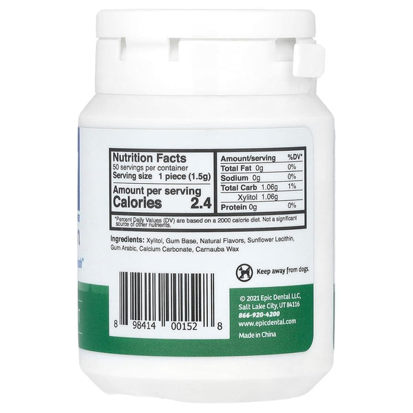 EPIC DENTAL - Xylitol Sweetened Spearmint Gum - 50 Pieces