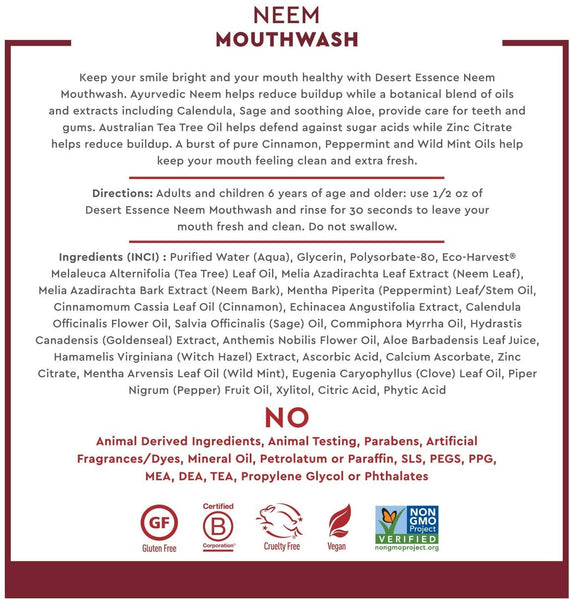 DESERT ESSENCE - Neem Mouthwash Cinnamint - 16 fl oz (473 ml)