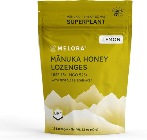 MELORA - Manuka Honey Lozenges, Lemon - 2.1 oz (60 g)