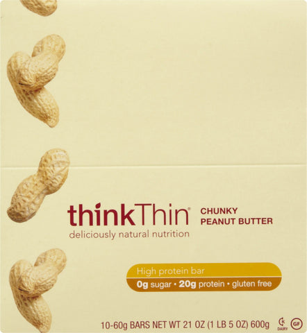 Think Products ThinkThin Protein Bars Chunky Peanut Butter