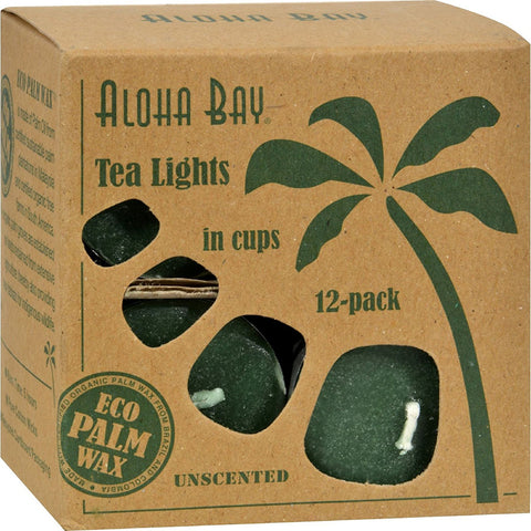 ALOHA BAY - Palm Wax Unscented Tea Lights Green