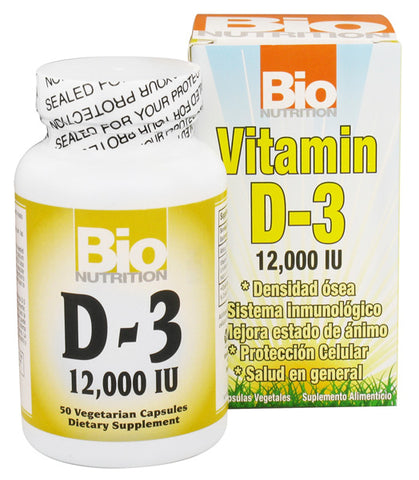 BIO NUTRITION - Vitamin D-3 12000 IU - 50 Vegetarian Capsules