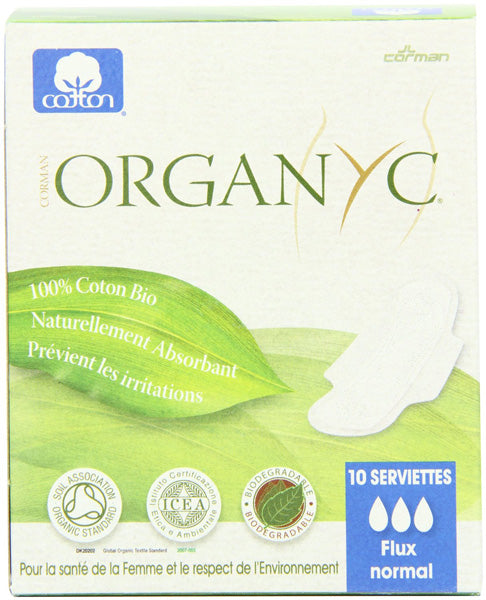 ORGANYC - Menstrual Pads with Wings Moderate Flow - 10 Pads