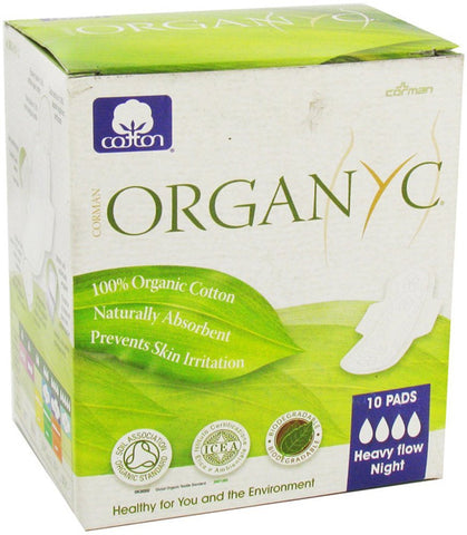 ORGANYC - 100% Organic Cotton Pads Night Wings - 10 Pads