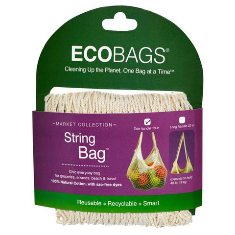 ECO-BAGS - Natural Cotton String Bag Tote Handle Natural