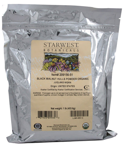 STARWEST BOTANICALS - Organic Black Walnut Hulls Powder - 1 Lbs. (453.6 g)
