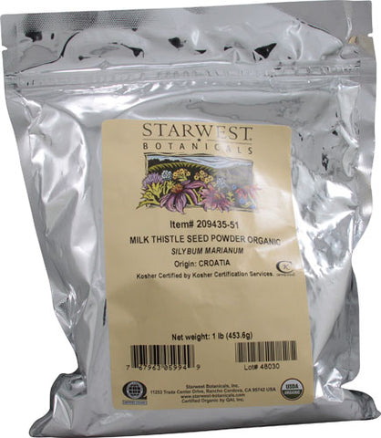 STARWEST BOTANICALS - Organic Milk Thistle Seed Powder - 1 Lbs. (453.6 g)