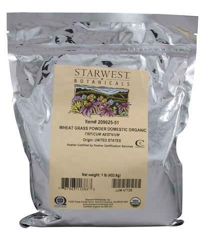 STARWEST BOTANICALS - Organic Wheat Grass Powder Domestic - 1 Lbs. (453.6 g)