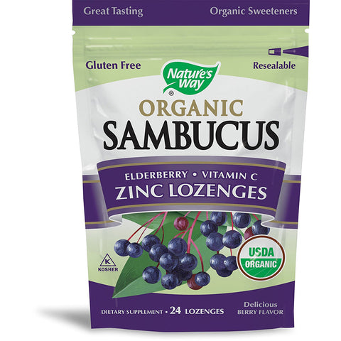 NATURES WAY - Organic Sambucus Zinc Lozenges Berry Flavor