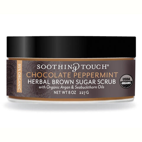 SOOTHING TOUCH - Organic Chocolate Peppermint Herbal Brown Sugar Scrub - 8oz. (227 g)