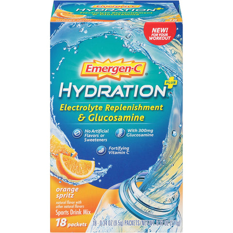 EMERGEN-C - Hydration Plus Electrolyte Replenishment Sports Drink Mix with Vitamin C, Orange Spritz