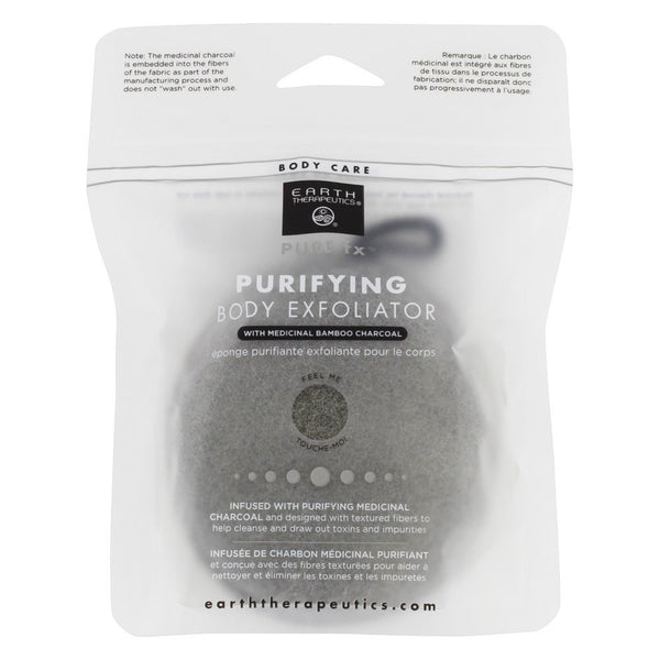 EARTH THERAPEUTICS - Purifying Body Exfoliator Sponge Black with Charcoal