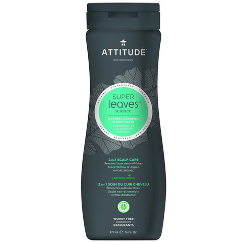 ATTITUDE - Natural Shampoo & Body Wash 2-in-1 Scalp Care Men Black Willow & Aspen