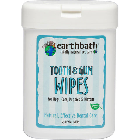 EARTHBATH - Tooth and Gum Wipes for Dogs, Cats, Puppies and Kittens