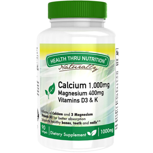 HEALTH THRU NUTRITION - Calcium 1000mg and Magnesium 400mg with Vitamin D3 & K