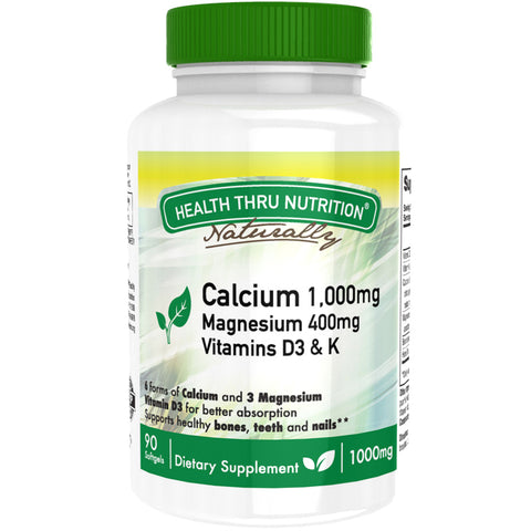 HEALTH THRU NUTRITION - Calcium 1000mg and Magnesium 400mg with Vitamin D3 & K